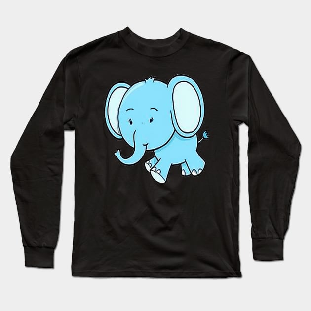 Blue Elephant Long Sleeve T-Shirt by longford